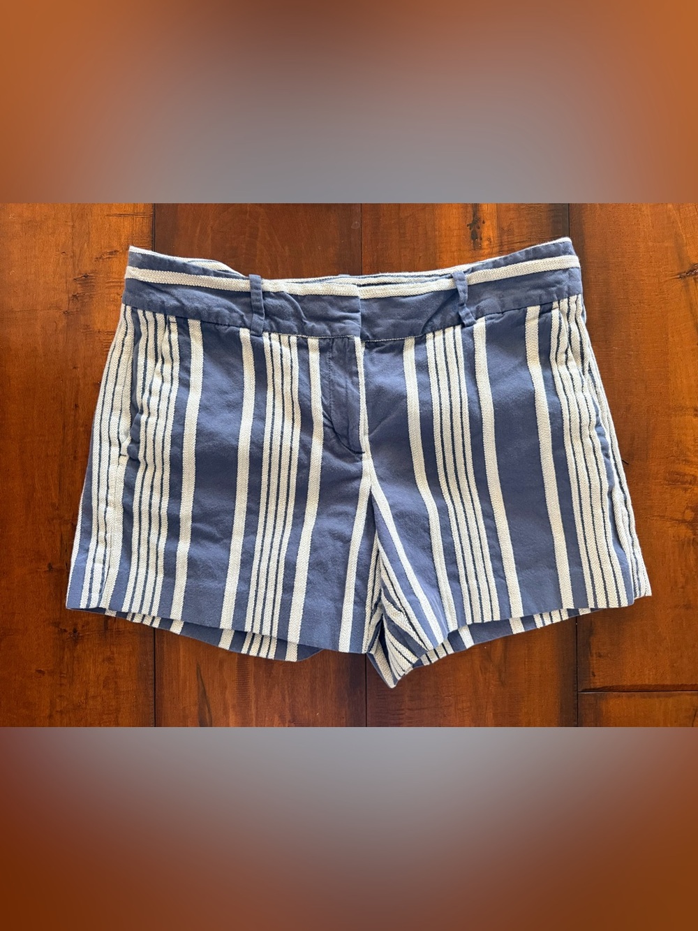 Ann Taylor Navy and White Striped Bermuda Shorts